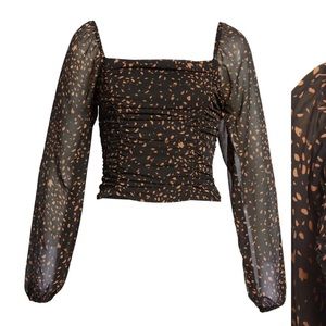 All in Favor Ruched Square Neck Blouse NWT Size M